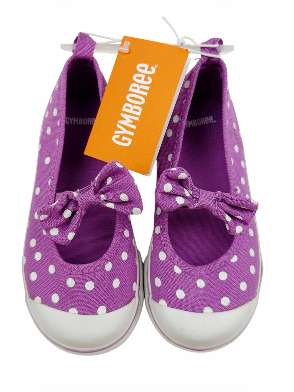 Gymboree Pinwheel Pastels Purple White Polka Dot Slip On Shoes Bow Size 10